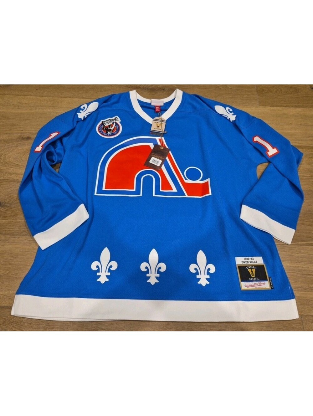 Mitchell & Ness Quebec Nordiques Owen Nolan 1992-93 Blue Line Jersey Men's 2XL